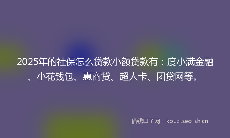 2025年的社保怎么贷款小额贷款有：度小满金融、小花钱包、惠商贷、超人卡、团贷网等。