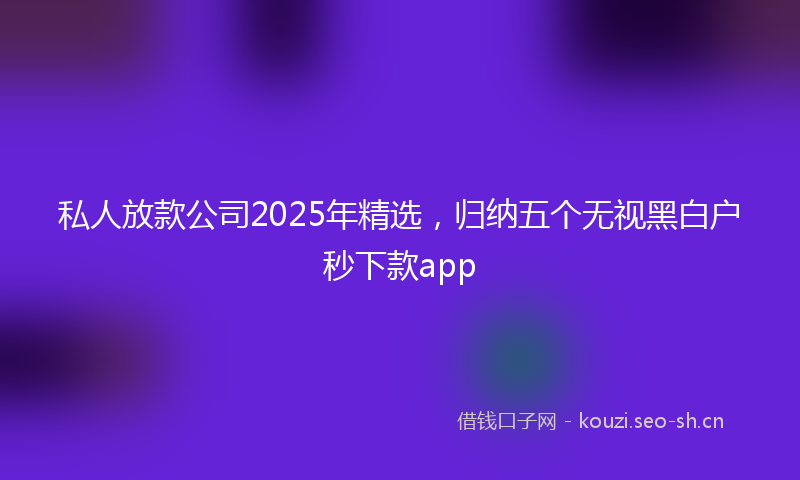 私人放款公司2025年精选，归纳五个无视黑白户秒下款app