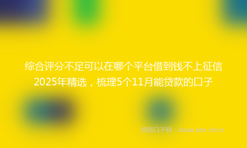 综合评分不足可以在哪个平台借到钱不上征信2025年精选，梳理5个11月能贷款的口子