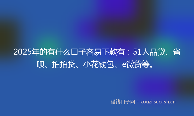 2025年的有什么口子容易下款有：51人品贷、省呗、拍拍贷、小花钱包、e微贷等。