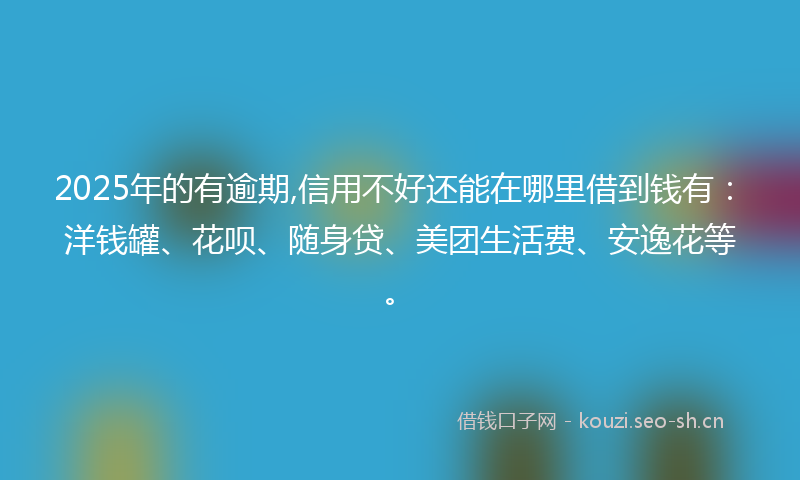 2025年的有逾期,信用不好还能在哪里借到钱有：洋钱罐、花呗、随身贷、美团生活费、安逸花等。