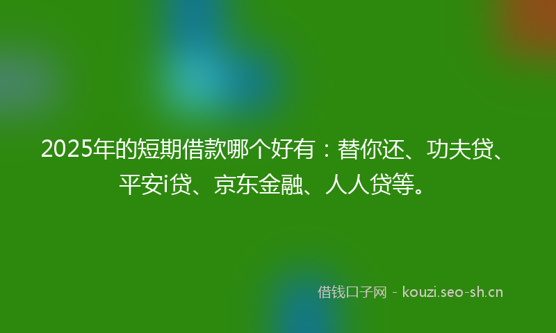2025年的短期借款哪个好有：替你还、功夫贷、平安i贷、京东金融、人人贷等。