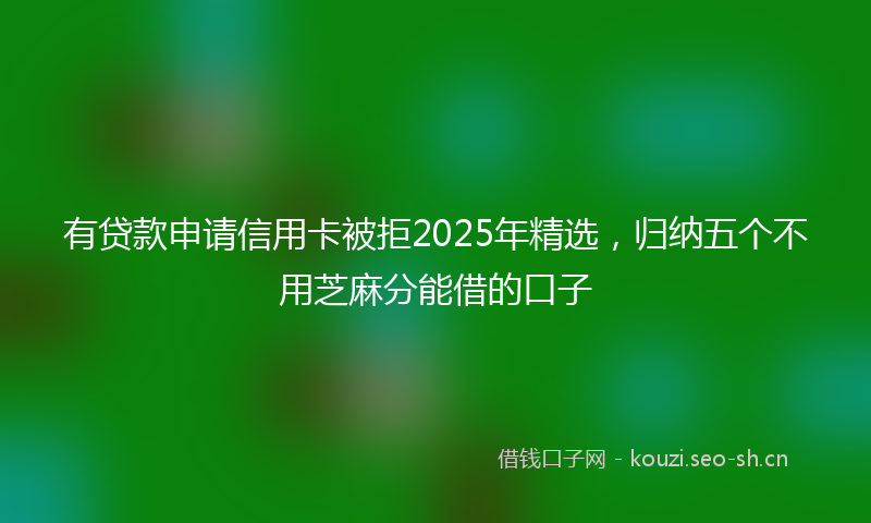 有贷款申请信用卡被拒2025年精选，归纳五个不用芝麻分能借的口子