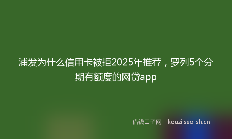 浦发为什么信用卡被拒2025年推荐，罗列5个分期有额度的网贷app