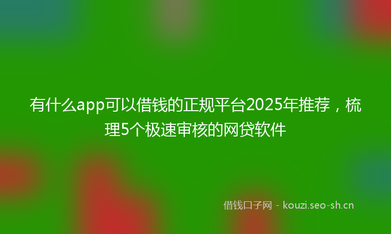 有什么app可以借钱的正规平台2025年推荐,梳理5个极速审核的网贷软件