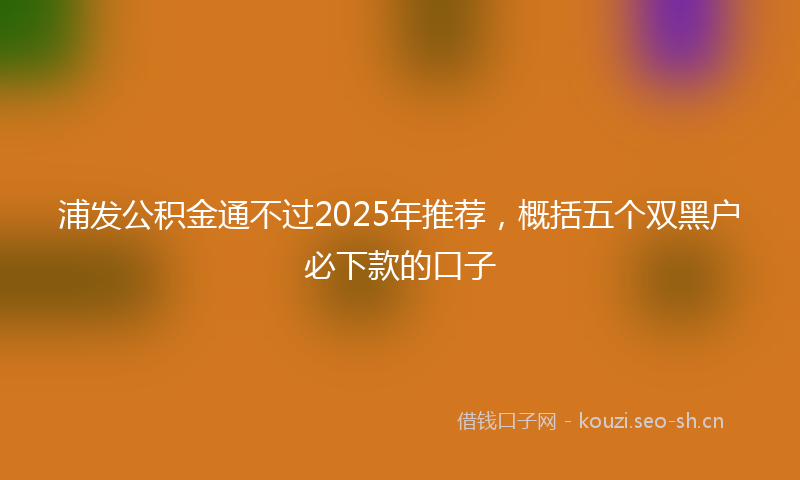 浦发公积金通不过2025年推荐，概括五个双黑户必下款的口子