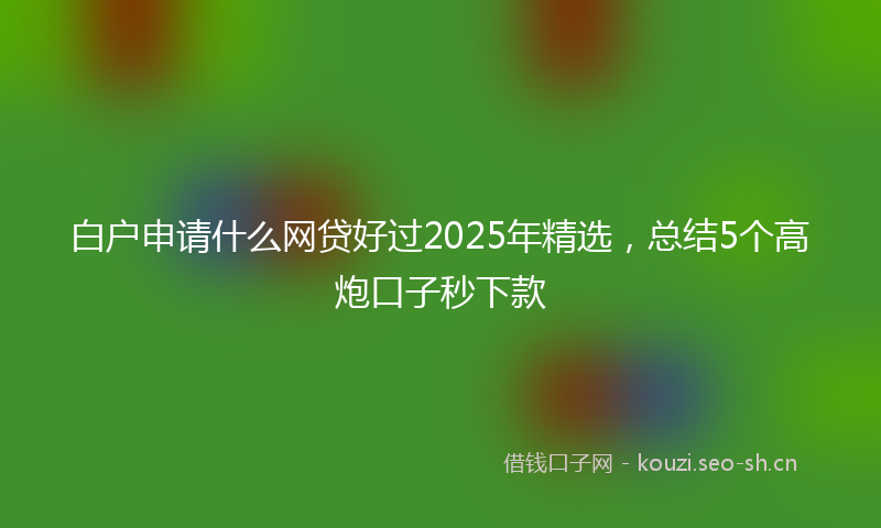白户申请什么网贷好过2025年精选，总结5个高炮口子秒下款