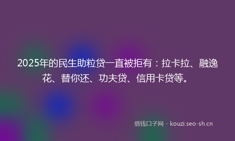 2025年的民生助粒贷一直被拒有：拉卡拉、融逸花、替你还、功夫贷、信用卡贷等。