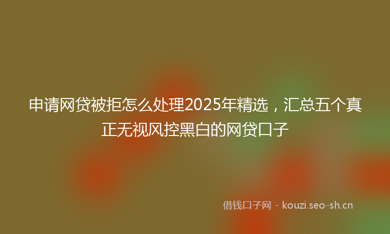 申请网贷被拒怎么处理2025年精选，汇总五个真正无视风控黑白的网贷口子