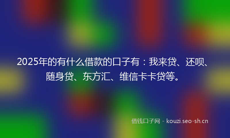 2025年的有什么借款的口子有：我来贷、还呗、随身贷、东方汇、维信卡卡贷等。