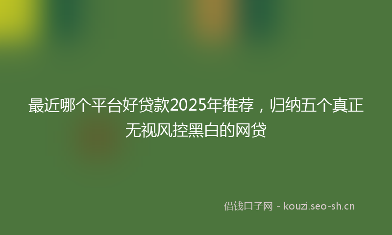 最近哪个平台好贷款2025年推荐，归纳五个真正无视风控黑白的网贷