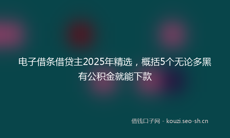电子借条借贷主2025年精选，概括5个无论多黑有公积金就能下款