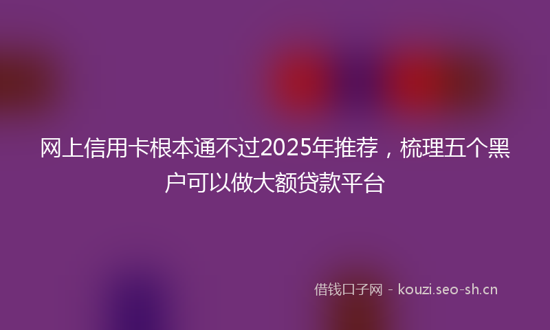 网上信用卡根本通不过2025年推荐，梳理五个黑户可以做大额贷款平台