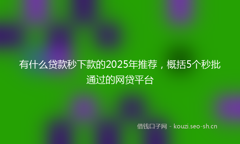 有什么贷款秒下款的2025年推荐，概括5个秒批通过的网贷平台
