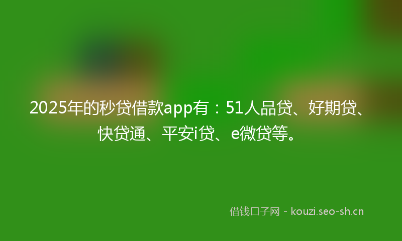 2025年的秒贷借款app有:51人品贷、好期贷、快贷通、平安i贷、e微贷等。