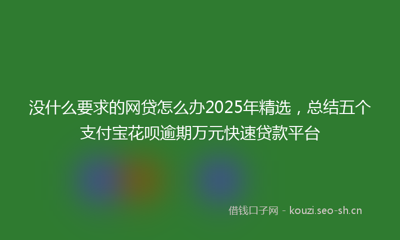 没什么要求的网贷怎么办2025年精选，总结五个支付宝花呗逾期万元快速贷款平台
