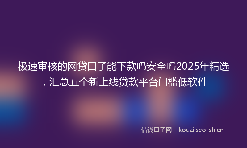 极速审核的网贷口子能下款吗安全吗2025年精选，汇总五个新上线贷款平台门槛低软件