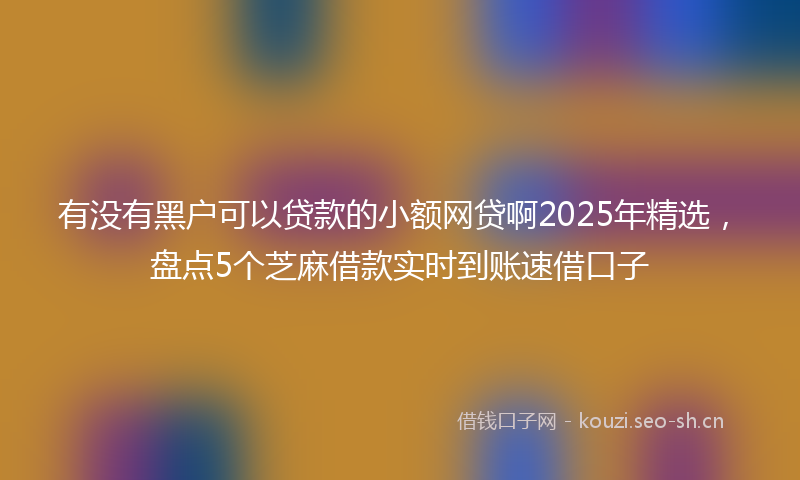 有没有黑户可以贷款的小额网贷啊2025年精选，盘点5个芝麻借款实时到账速借口子