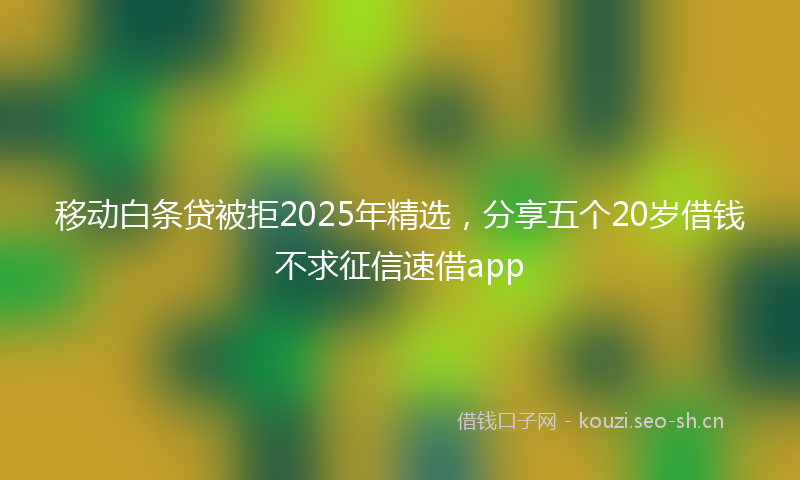 移动白条贷被拒2025年精选，分享五个20岁借钱不求征信速借app