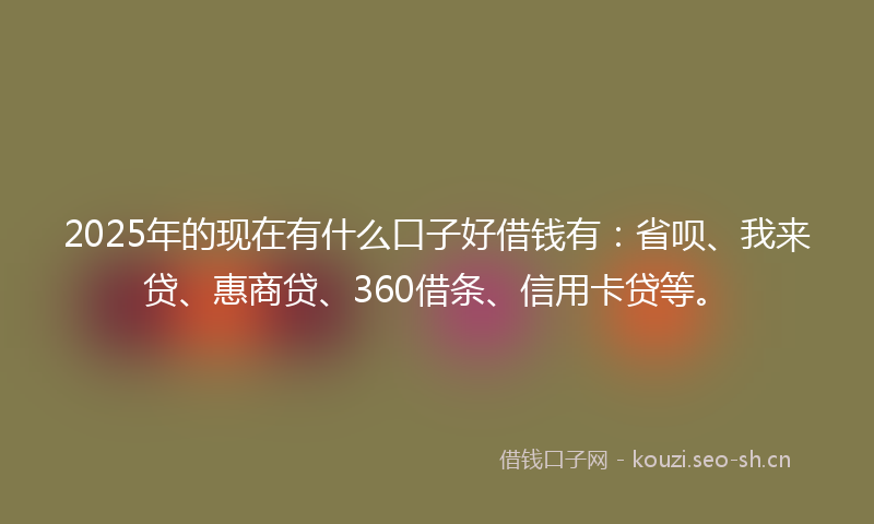 2025年的现在有什么口子好借钱有：省呗、我来贷、惠商贷、360借条、信用卡贷等。