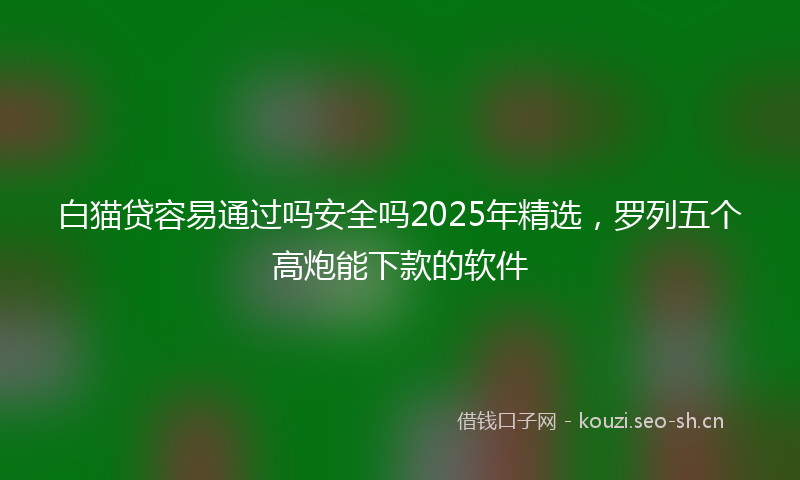 白猫贷容易通过吗安全吗2025年精选，罗列五个高炮能下款的软件