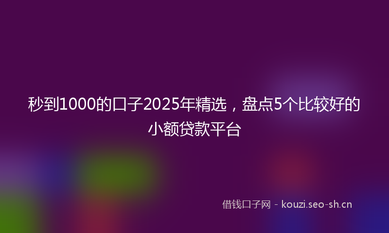 秒到1000的口子2025年精选，盘点5个比较好的小额贷款平台