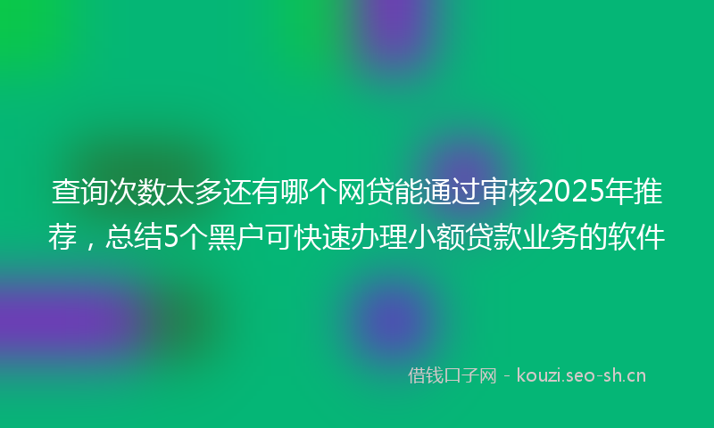 查询次数太多还有哪个网贷能通过审核2025年推荐，总结5个黑户可快速办理小额贷款业务的软件