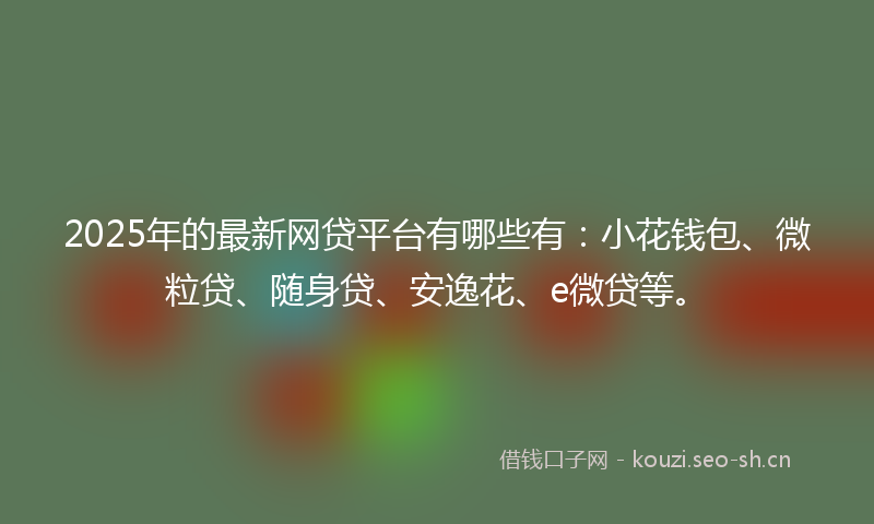 2025年的最新网贷平台有哪些有：小花钱包、微粒贷、随身贷、安逸花、e微贷等。