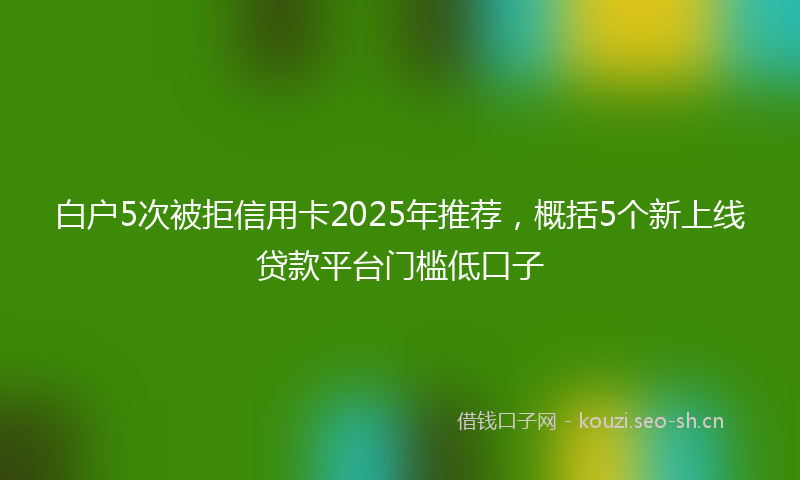 白户5次被拒信用卡2025年推荐，概括5个新上线贷款平台门槛低口子