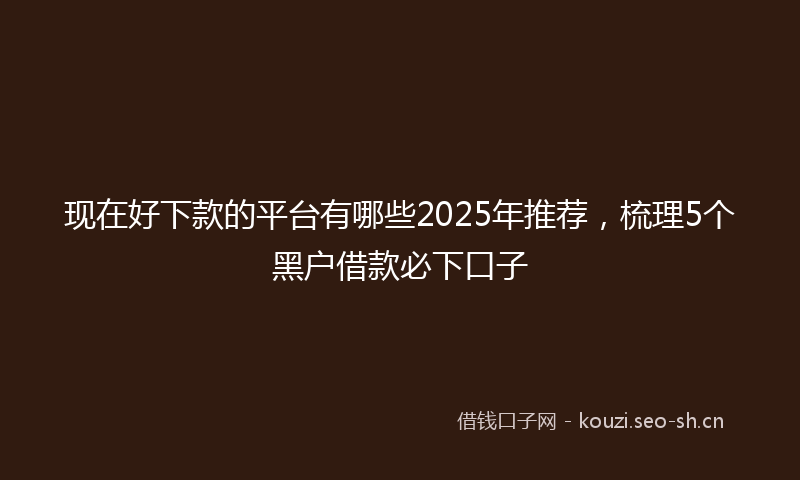 现在好下款的平台有哪些2025年推荐，梳理5个黑户借款必下口子