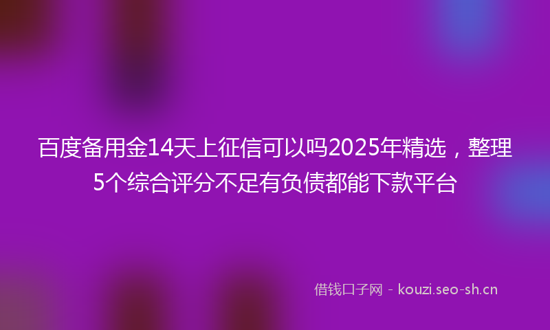 百度备用金14天上征信可以吗2025年精选，整理5个综合评分不足有负债都能下款平台