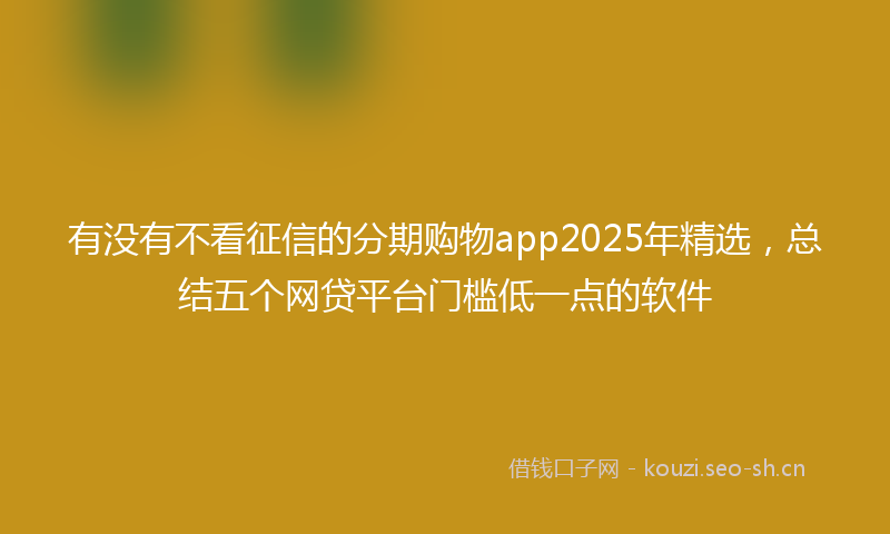 有没有不看征信的分期购物app2025年精选，总结五个网贷平台门槛低一点的软件