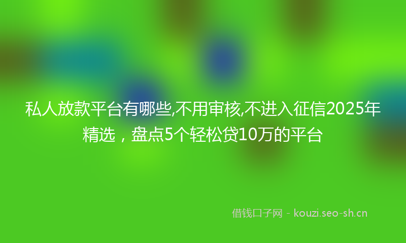 私人放款平台有哪些,不用审核,不进入征信2025年精选，盘点5个轻松贷10万的平台