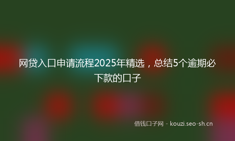 网贷入口申请流程2025年精选，总结5个逾期必下款的口子
