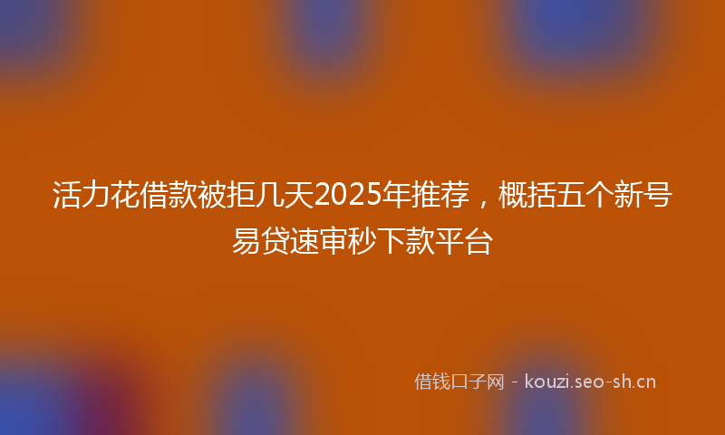 活力花借款被拒几天2025年推荐，概括五个新号易贷速审秒下款平台