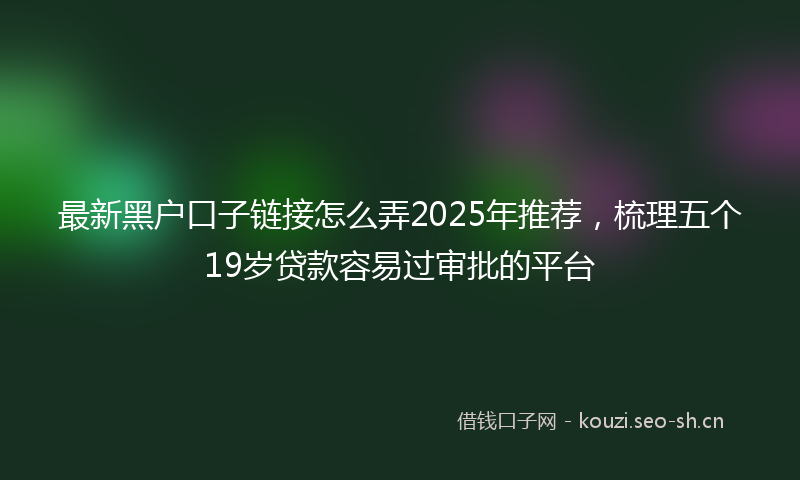 最新黑户口子链接怎么弄2025年推荐，梳理五个19岁贷款容易过审批的平台