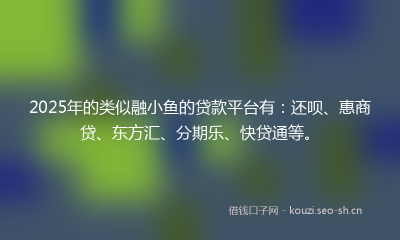 2025年的类似融小鱼的贷款平台有：还呗、惠商贷、东方汇、分期乐、快贷通等。