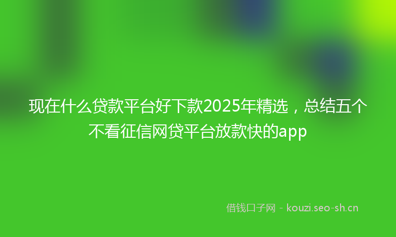现在什么贷款平台好下款2025年精选，总结五个不看征信网贷平台放款快的app