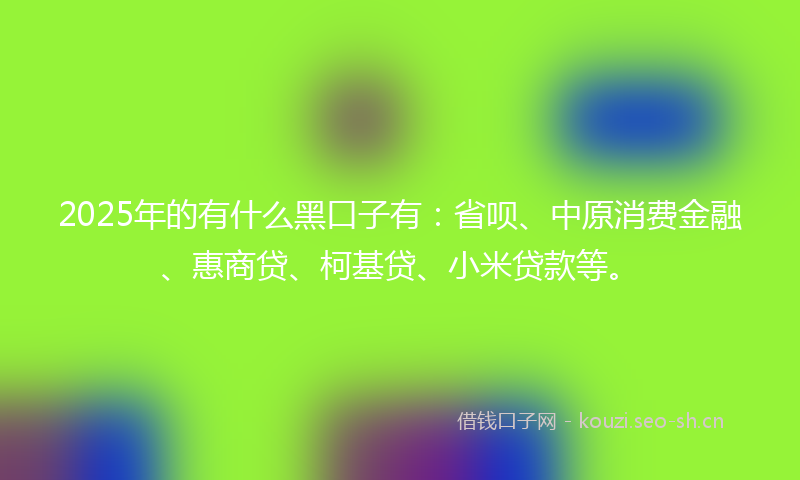 2025年的有什么黑口子有：省呗、中原消费金融、惠商贷、柯基贷、小米贷款等。