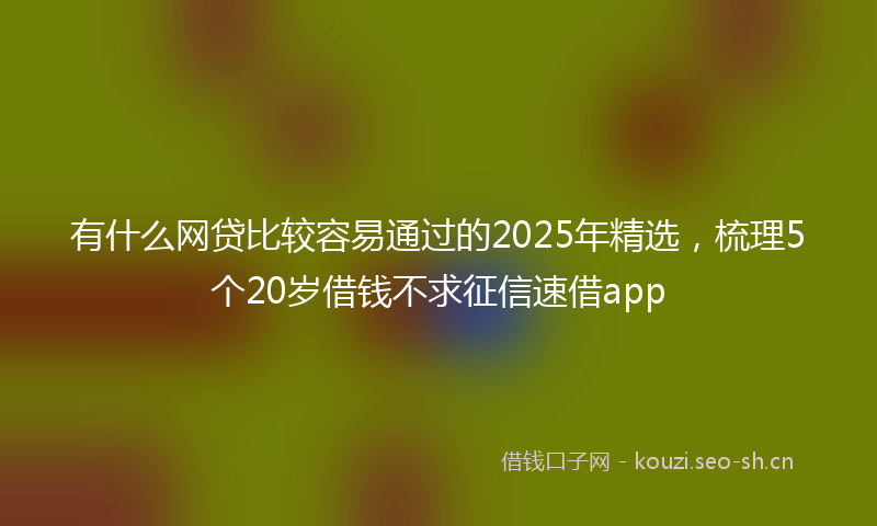有什么网贷比较容易通过的2025年精选，梳理5个20岁借钱不求征信速借app