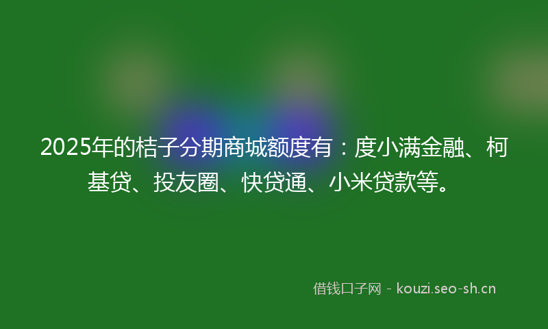 2025年的桔子分期商城额度有：度小满金融、柯基贷、投友圈、快贷通、小米贷款等。