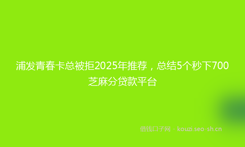 浦发青春卡总被拒2025年推荐，总结5个秒下700芝麻分贷款平台
