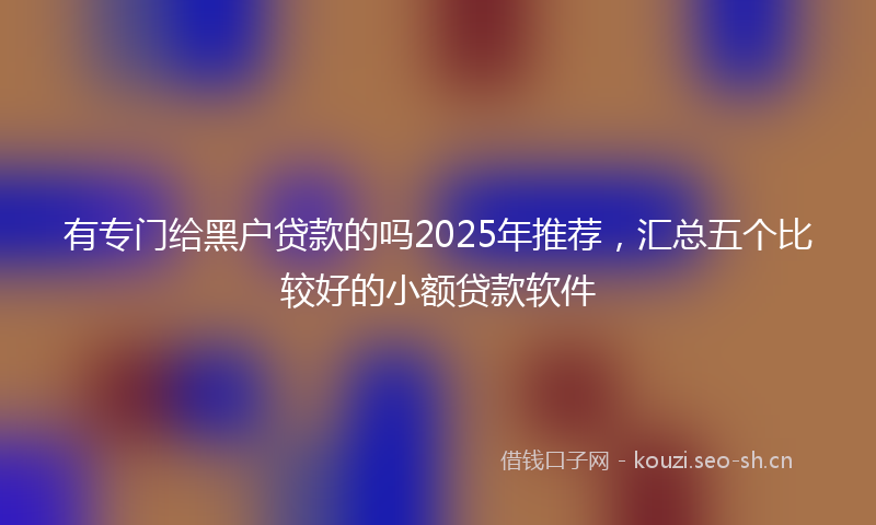 有专门给黑户贷款的吗2025年推荐,汇总五个比较好的小额贷款软件