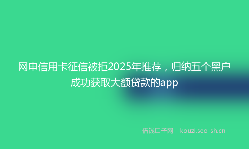 网申信用卡征信被拒2025年推荐，归纳五个黑户成功获取大额贷款的app