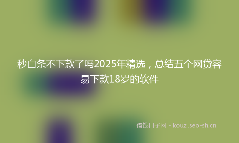 秒白条不下款了吗2025年精选，总结五个网贷容易下款18岁的软件
