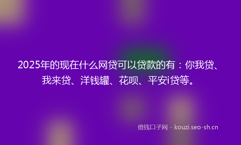 2025年的现在什么网贷可以贷款的有：你我贷、我来贷、洋钱罐、花呗、平安i贷等。