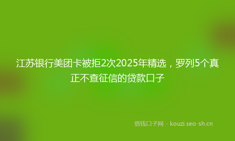 江苏银行美团卡被拒2次2025年精选，罗列5个真正不查征信的贷款口子