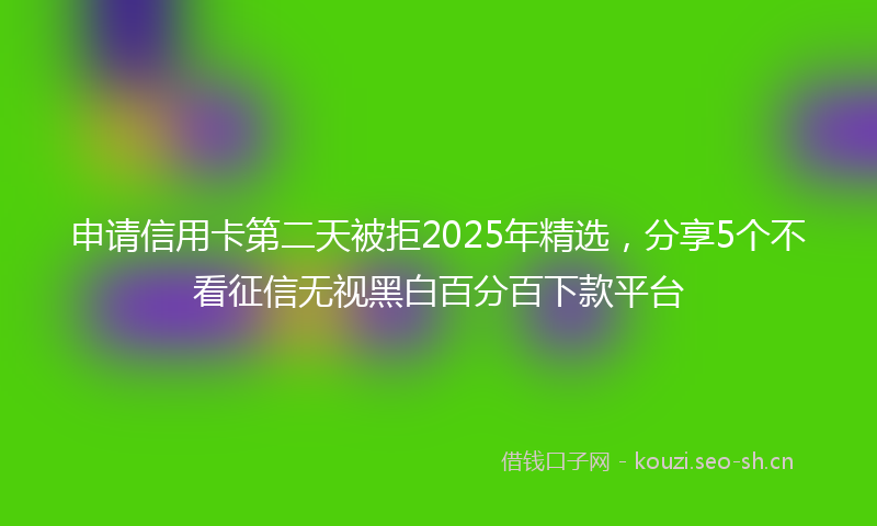 申请信用卡第二天被拒2025年精选，分享5个不看征信无视黑白百分百下款平台