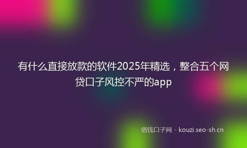 有什么直接放款的软件2025年精选，整合五个网贷口子风控不严的app