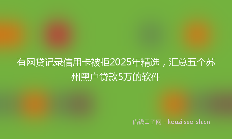 有网贷记录信用卡被拒2025年精选，汇总五个苏州黑户贷款5万的软件